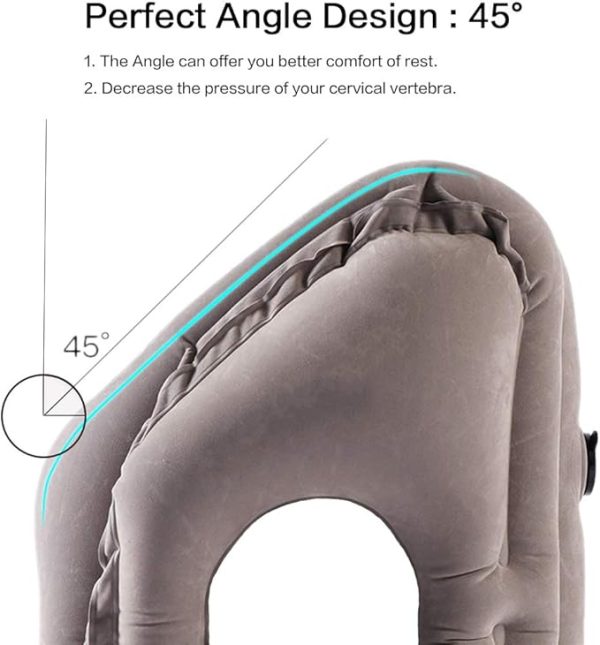 Inflatable Travel Air Pillow for Sleeping to Avoid Neck and Shoulder Pain, Comfortably Support Head and Lumbar, Used for Airplane, Car, Bus and Office (Grey) - Image 4