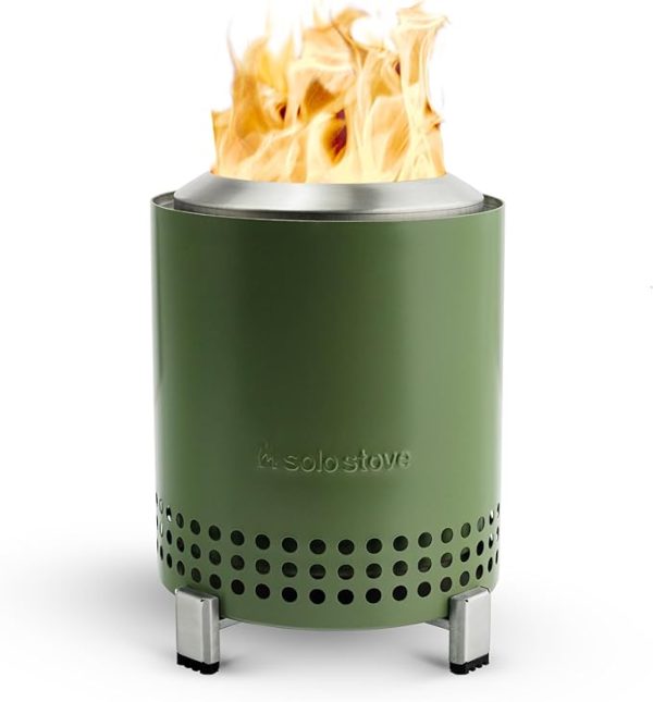 Solo Stove Mesa, 5.1 Inch Tabletop Fire Pit with Stand - Smokeless, Stainless Steel Fire Pit for Camping, Outdoor & Patio- Wood Burning or Pellet Fueled Portable Bonfire, 1.4lbs, Deep Olive