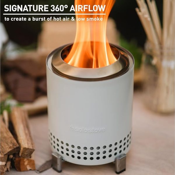 Solo Stove Mesa, 5.1 Inch Tabletop Fire Pit with Stand - Smokeless, Stainless Steel Fire Pit for Camping, Outdoor & Patio- Wood Burning or Pellet Fueled Portable Bonfire, 1.4lbs, Deep Olive - Image 3