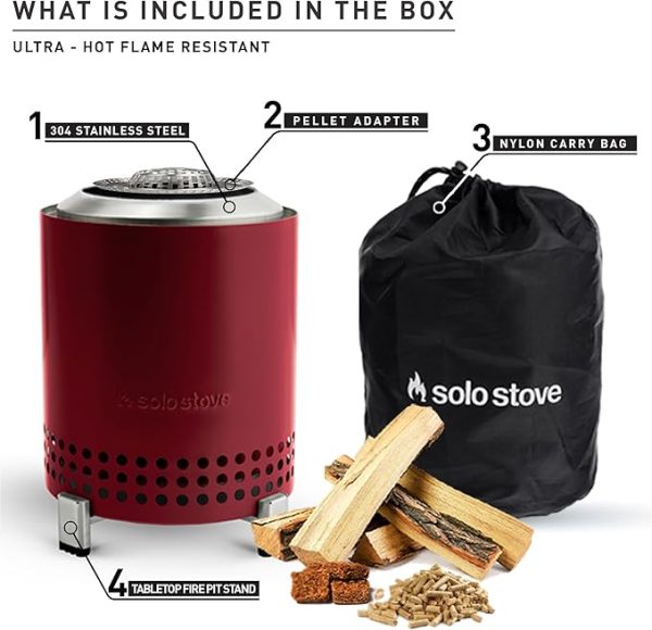 Solo Stove Mesa, 5.1 Inch Tabletop Fire Pit with Stand - Smokeless, Stainless Steel Fire Pit for Camping, Outdoor & Patio- Wood Burning or Pellet Fueled Portable Bonfire, 1.4lbs, Deep Olive - Image 5