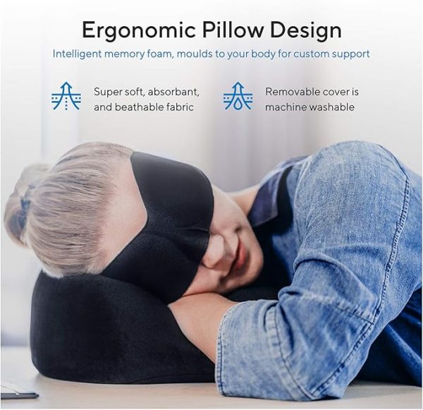 Travel Blanket Luxury Travel Set - Ergonomic Airplane Neck Pillow 100% Pure Memory Foam and Super Soft Fleece Blanket - Premium 3D Sleep Mask & Earplugs - Ultimate 4-in-1 Travel Kit Black - Image 3